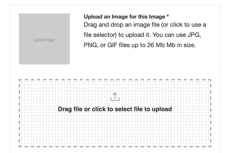 The interface for his site includes a "drop zone" for uploading images. It's cool